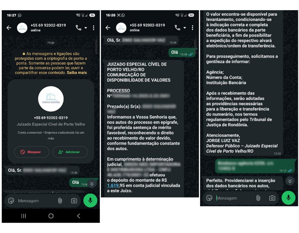 Geral - TJRO alerta para golpe com falsa comunicação de liberação de valores em processos judiciais
