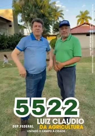 Domingo decidimos nosso futuro! Meu voto para federal é Luiz Cláudio da Agricultura - 5522.