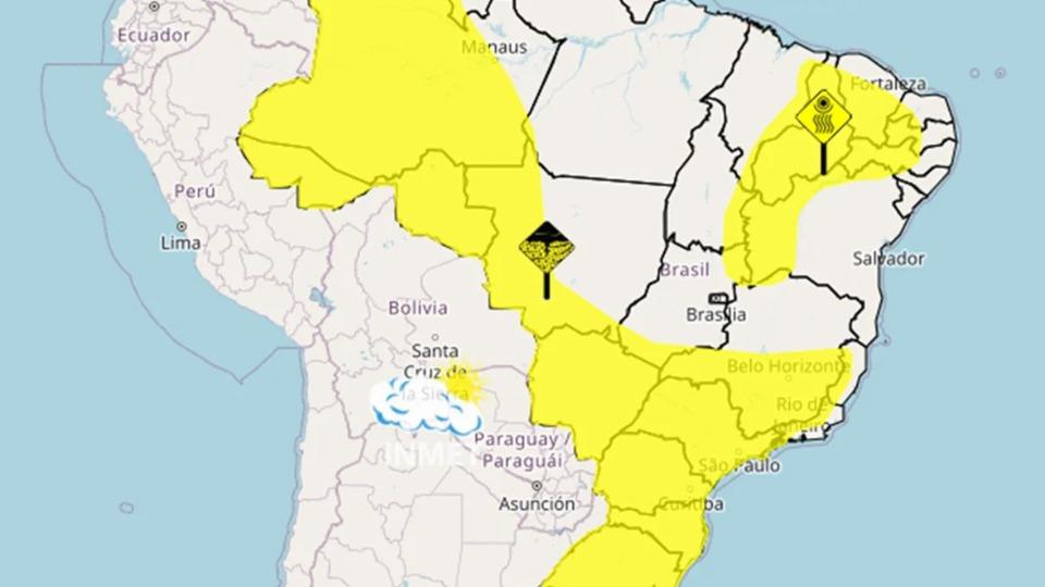 Brasil - Alerta amarelo: 15 estados têm risco de tempestades e ventos de até 60 km/h