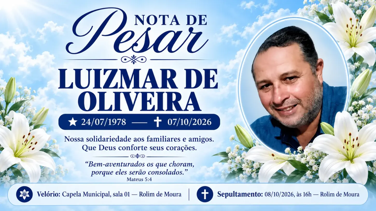 cidade -  Nota de pesar pelo falecimento de Luizmar de Oliveira