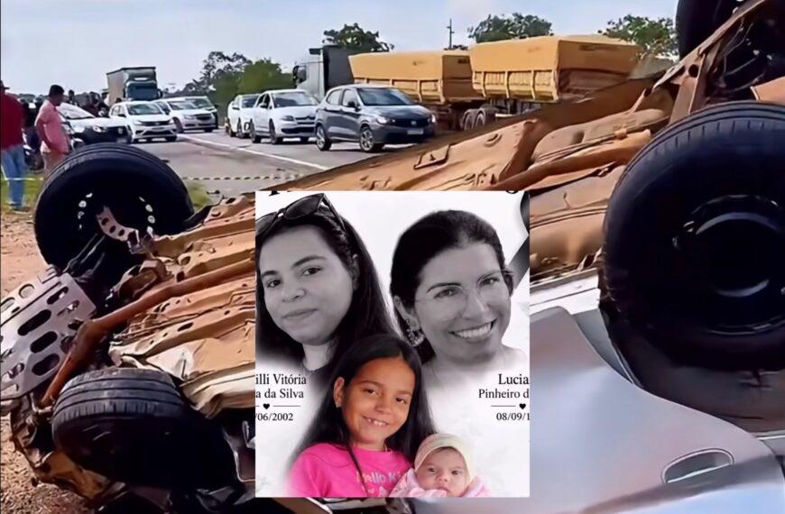 TRAGÉDIA - Vídeo - Vó, filha e duas netas morrem após Prisma colidir e capotar na BR-364; vídeo