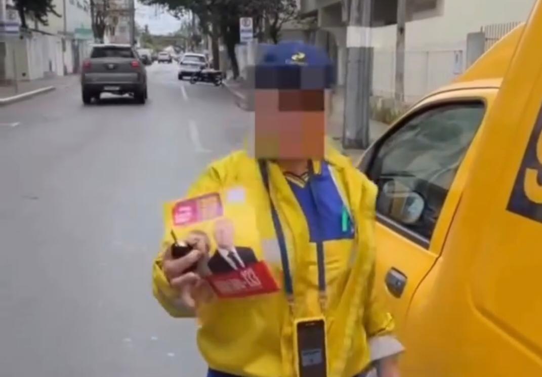 Veja os vídeos - Crime eleitoral: Carteiros são flagrados distribuindo propaganda de Lula e candidatos do PT