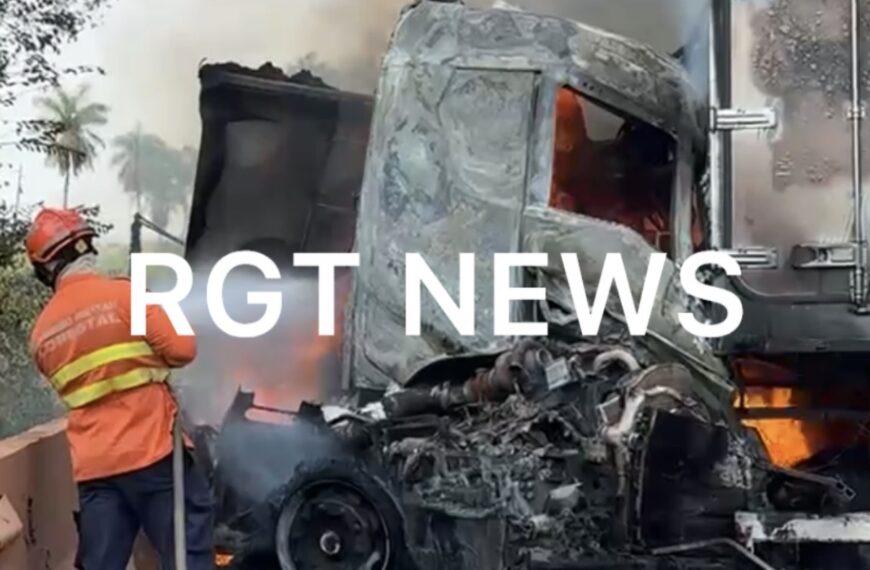 VÍDEO - Morte é confirmada em grave acidente que deixou carretas em chamas na BR-364; vídeo