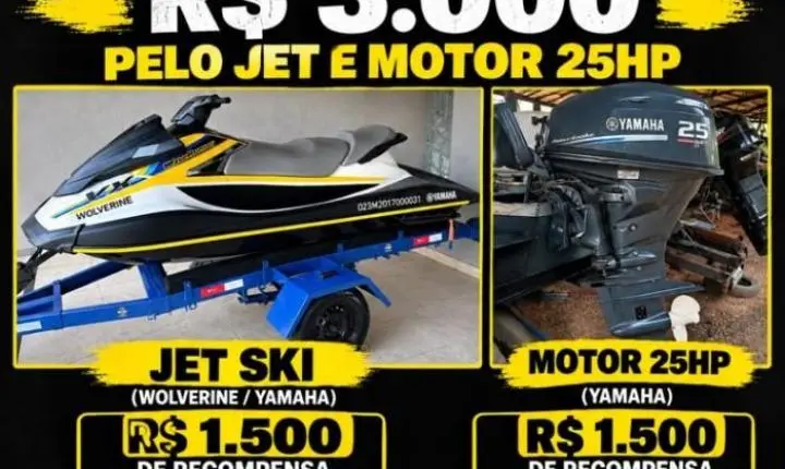 Polícia - Bandidos encapuzados e armados invadem empresa, rendem proprietária e roubam moto e jet ski