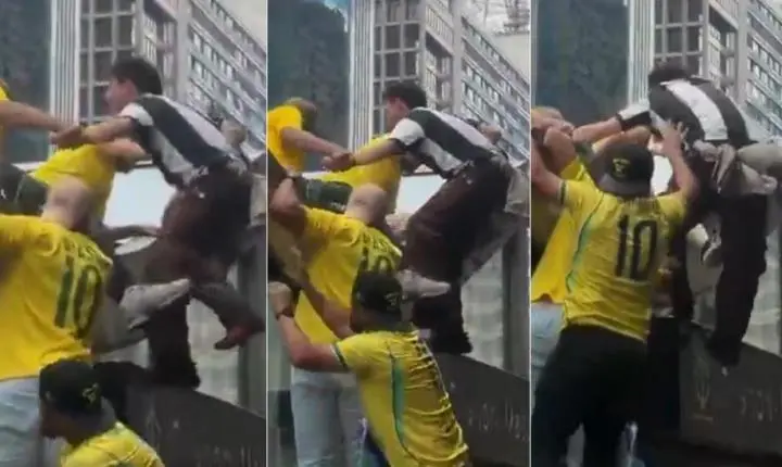 Queria tumultuar -Vídeo -  Petista queria atirar sinalizadores contra multidão e foi impedido por manifestantes