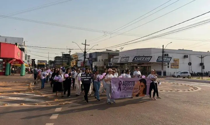 SEMAS promove caminhada em Rolim de Moura e reforça ações de prevenção e combate à violência contra a mulher