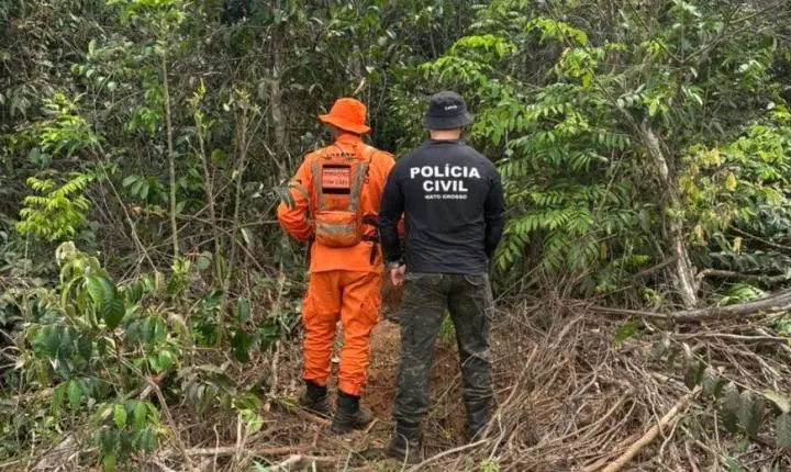 VÍDEO - Polícia encontra ossada em cova rasa e suspeita de trabalhador executado por facção em MT; vídeo