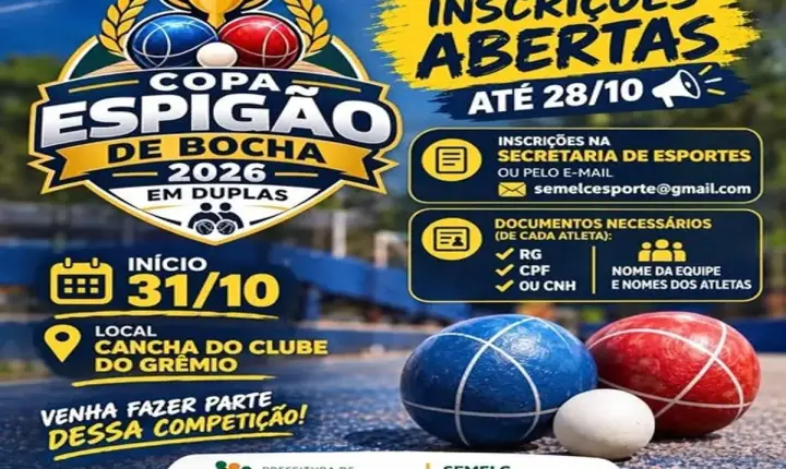 Competição - Copa Espigão de Bocha 2026 terá premiação de até R$ 700; inscrições até 28 de outubro